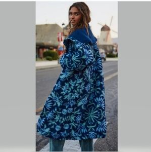 Free People Blue Floral Teddy Jacket